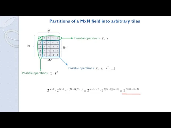 Partitions of a MxN field into arbitrary tiles M N M-1 N-1