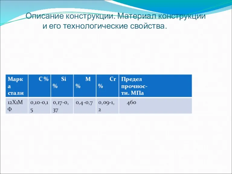 Описание конструкции. Материал конструкции и его технологические свойства.