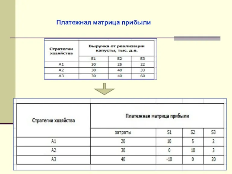 Платежная матрица прибыли