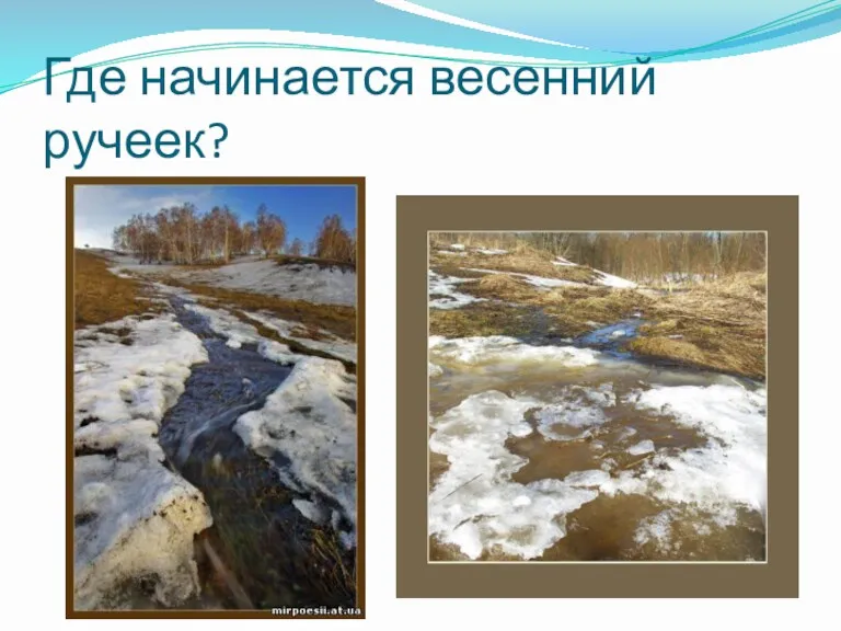 Где начинается весенний ручеек?