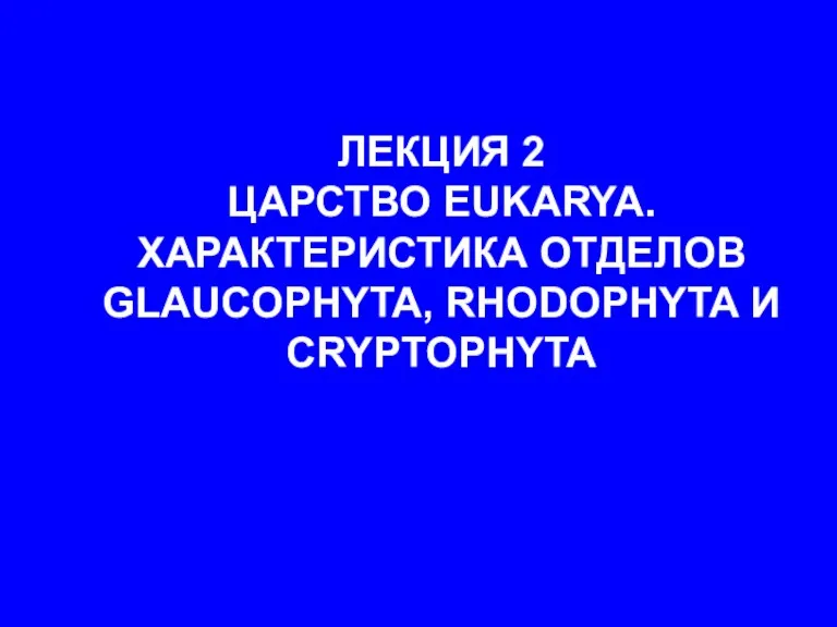 Царство eukarya. Характеристика отделов glaucophyta, rhodophyta и cryptophyta. (Лекция 2)