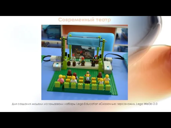 Для создания модели использовали наборы Lego Education «Сказочные персонажи», Lego WeDo 2.0 Современный театр