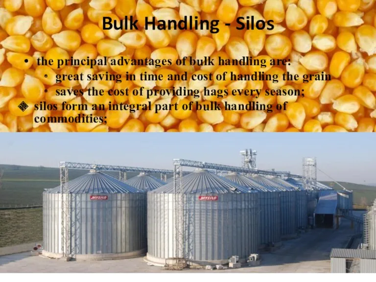 Bulk Handling - Silos the principal advantages of bulk handling