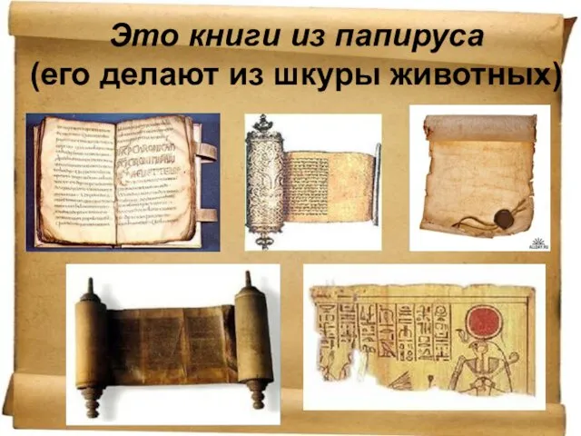 Это книги из папируса (его делают из шкуры животных)