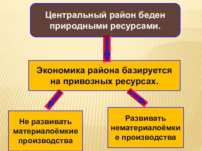 Центральный район беден природными ресурсами. Экономика района базируется на привозных