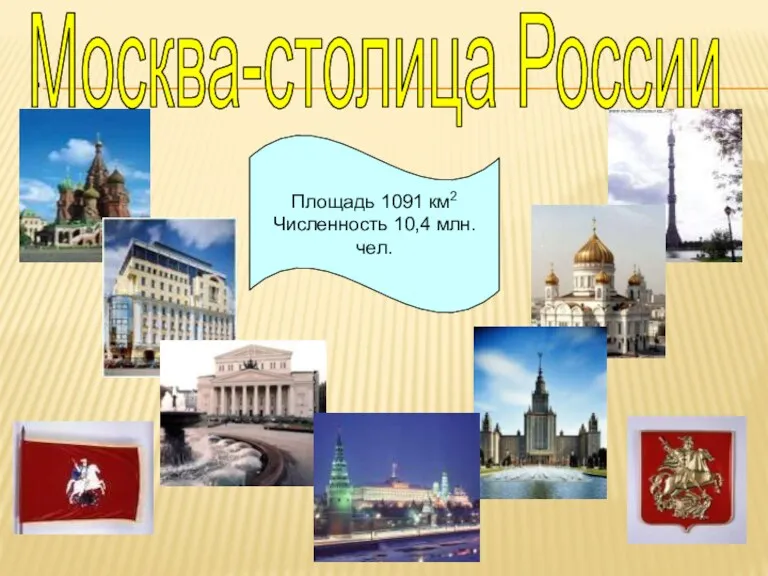 . Москва-столица России Площадь 1091 км2 Численность 10,4 млн. чел.