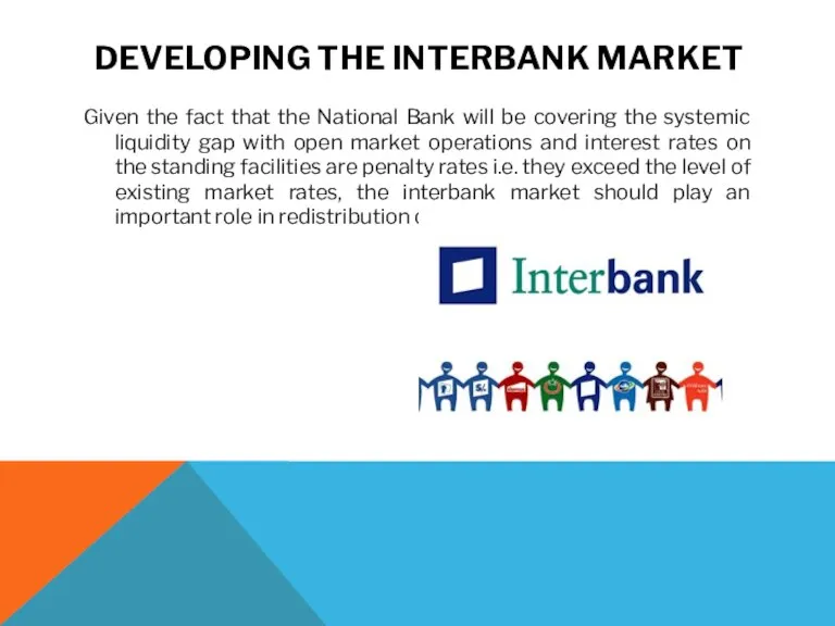 DEVELOPING THE INTERBANK MARKET Given the fact that the National