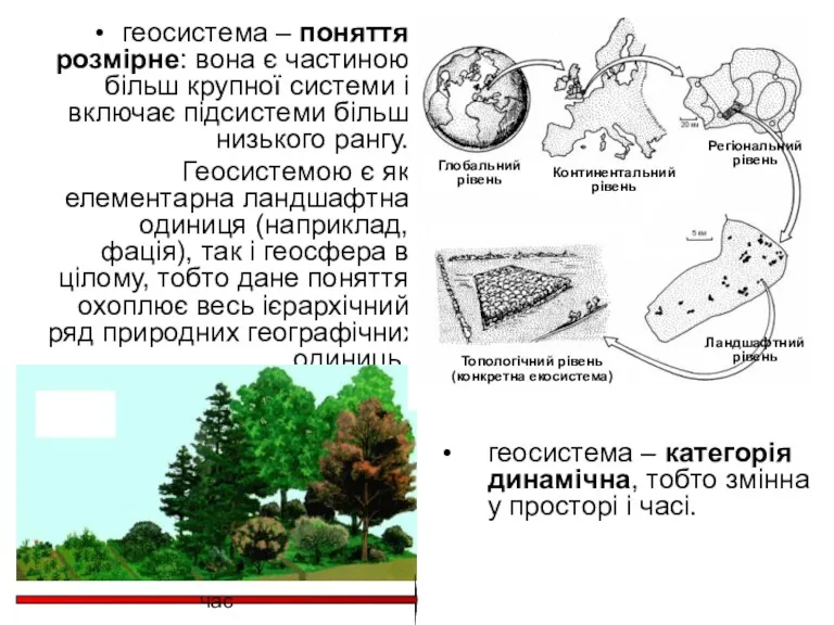 геосистема – поняття розмірне: вона є частиною більш крупної системи