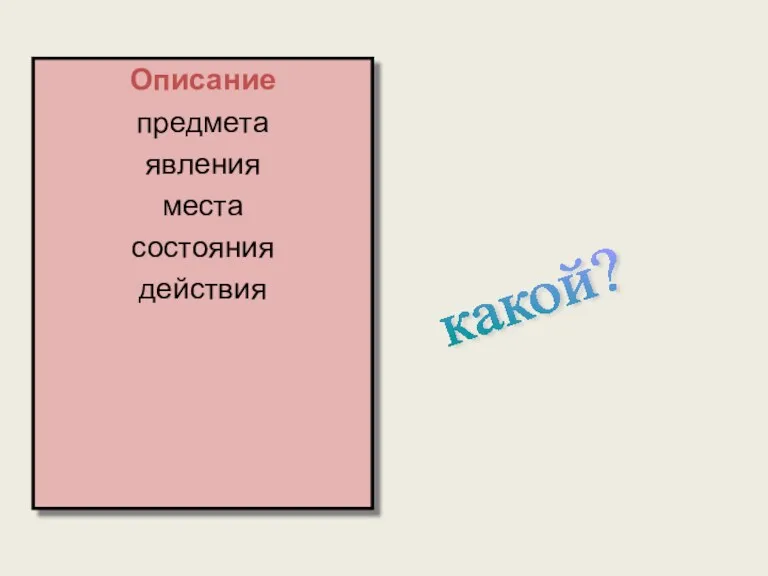 Описание предмета явления места состояния действия какой?