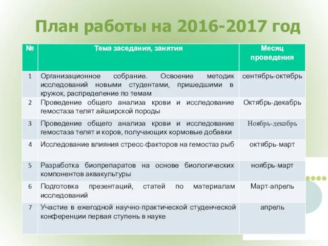 План работы на 2016-2017 год
