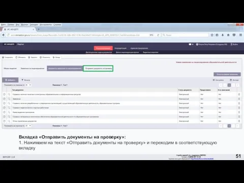 Вкладка «Отправить документы на проверку»: 1. Нажимаем на текст «Отправить