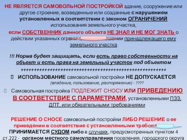 НЕ ЯВЛЯЕТСЯ САМОВОЛЬНОЙ ПОСТРОЙКОЙ здание, сооружение или другое строение, возведенные