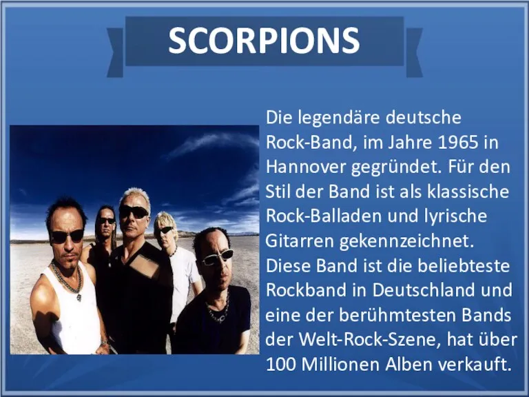 Die legendäre deutsche Rock-Band, im Jahre 1965 in Hannover gegründet.