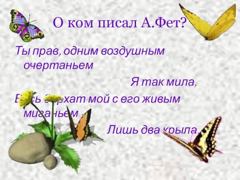 О ком писал А.Фет? Ты прав, одним воздушным очертаньем Я