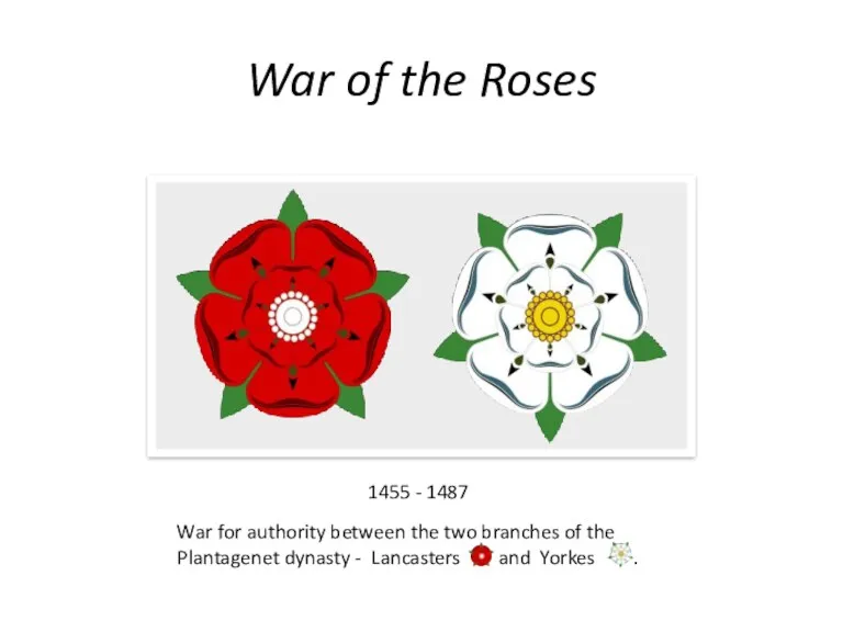 War of the Roses 1455 - 1487 War for authority