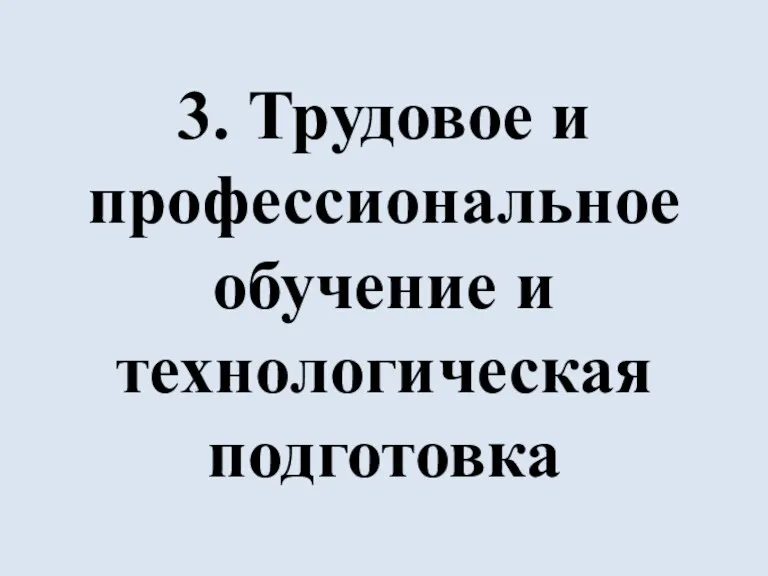 3. Трудовое и профессиональное обучение и технологическая подготовка