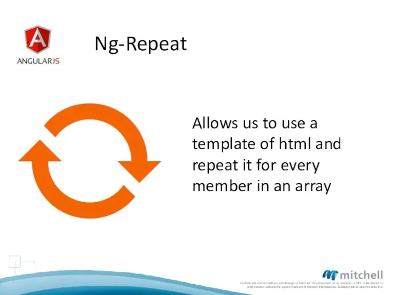 Ng-Repeat Allows us to use a template of html and