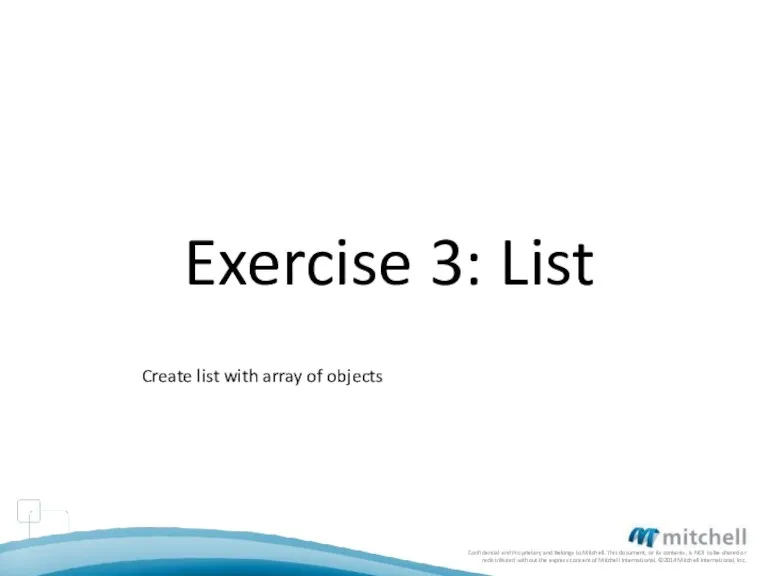 Exercise 3: List Create list with array of objects