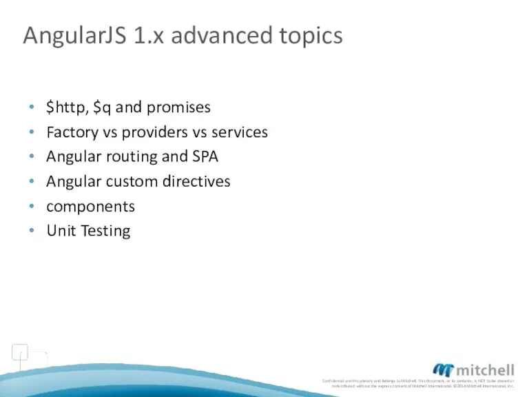 AngularJS 1.x advanced topics $http, $q and promises Factory vs