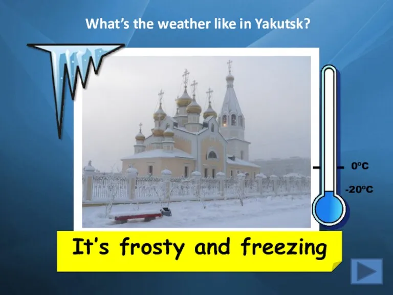 What’s the weather like in Yakutsk? It’s frosty and freezing -20ºC