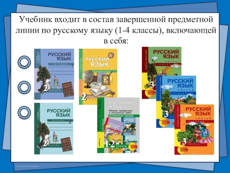 Учебник входит в состав завершенной предметной линии по русскому языку (1-4 классы), включающей в себя: