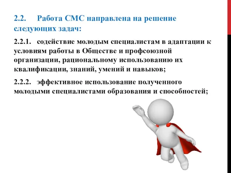 2.2. Работа CMC направлена на решение следующих задач: 2.2.1. содействие