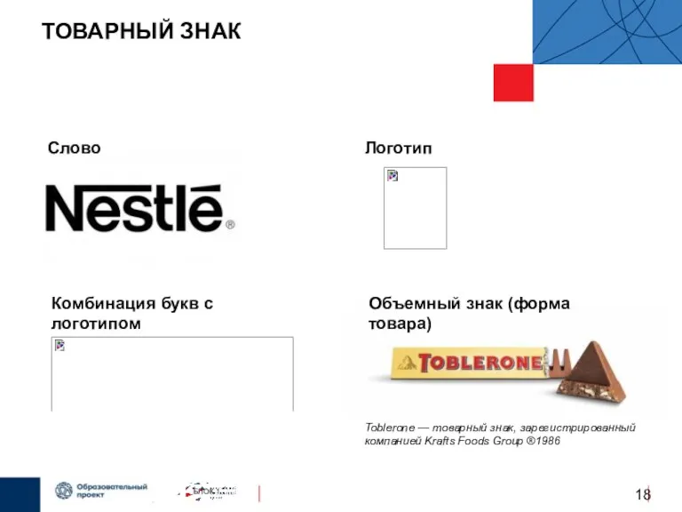 ТОВАРНЫЙ ЗНАК БЛОК 1 Слово Логотип Комбинация букв с логотипом