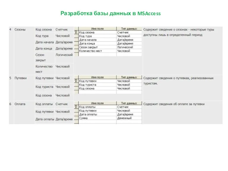 Разработка базы данных в MSAccess