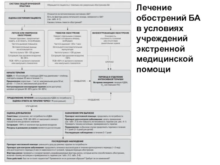 Лечение обострений БА в условиях учреждений экстренной медицинской помощи