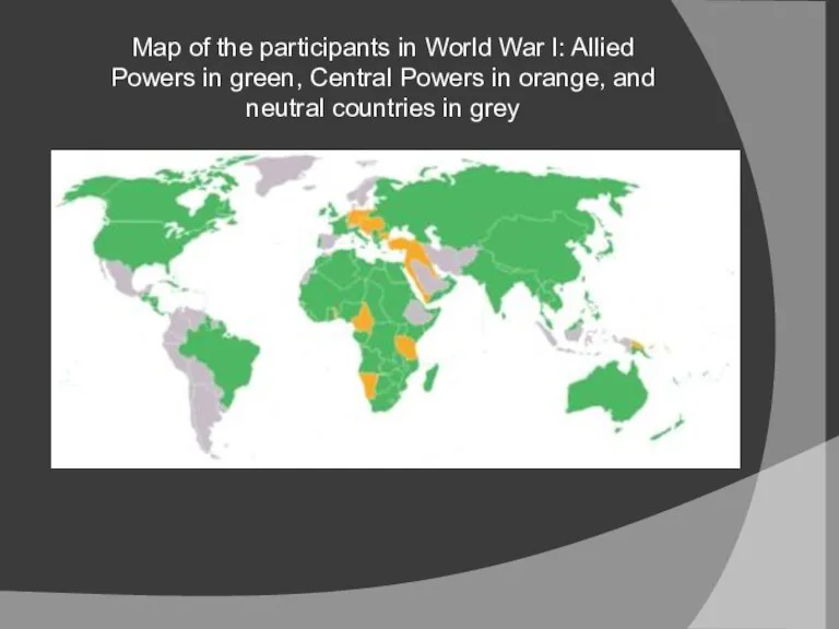 Map of the participants in World War I: Allied Powers