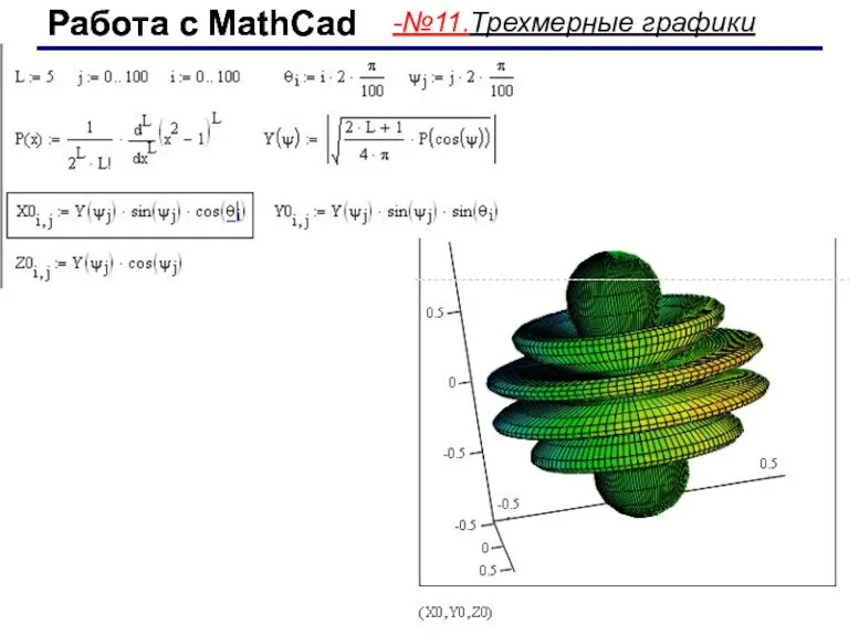 Работа с MathCad Работа с MathCad -№11.Трехмерные графики