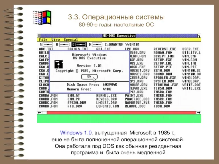 Windows 1.0, выпущенная Microsoft в 1985 г., еще не была