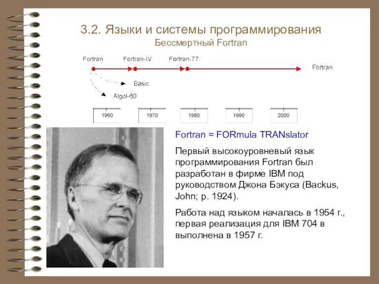 3.2. Языки и системы программирования Бессмертный Fortran Fortran = FORmula