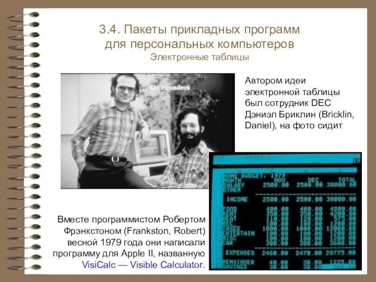 Вместе программистом Робертом Фрэнкстоном (Frankston, Robert) весной 1979 года они