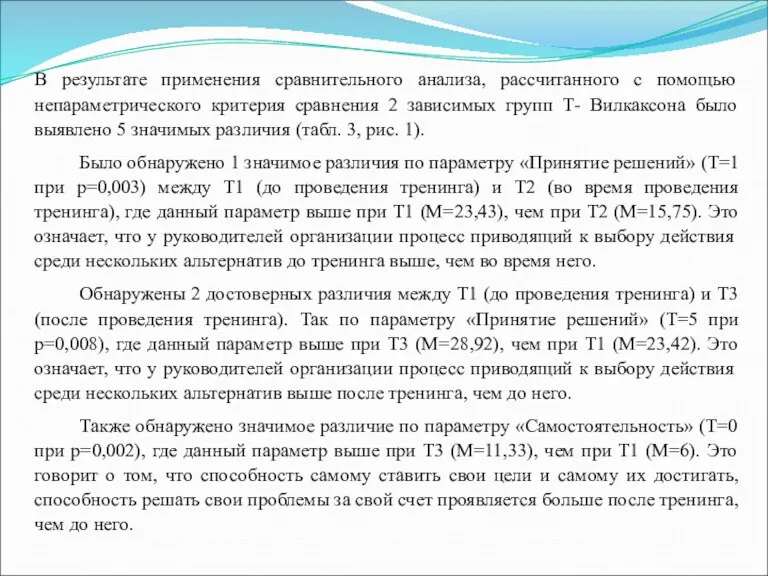 В результате применения сравнительного анализа, рассчитанного с помощью непараметрического критерия