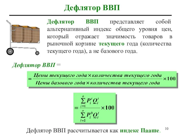 Дефлятор ВВП Дефлятор ВВП представляет собой альтернативный индекс общего уровня