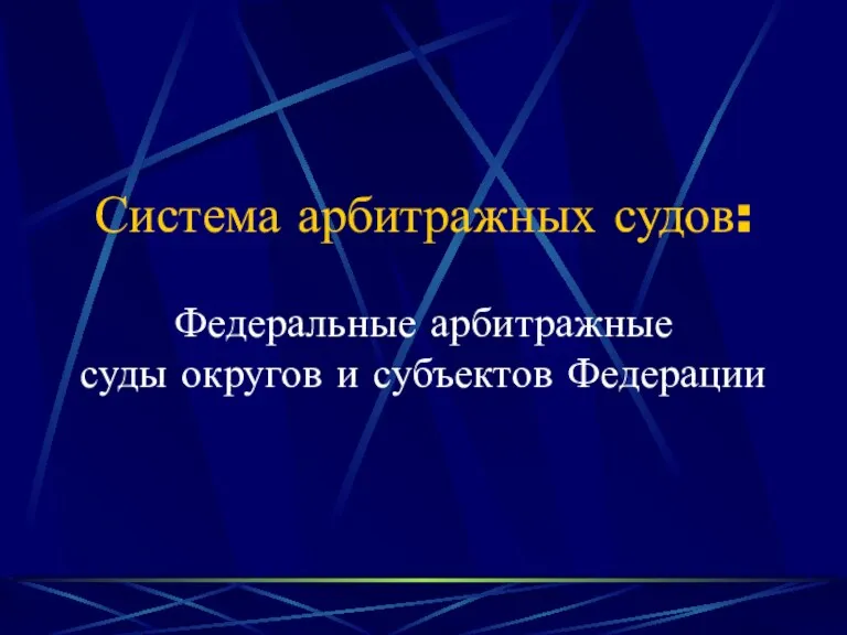 Система арбитражных судов: Федеральные арбитражные суды округов и субъектов Федерации