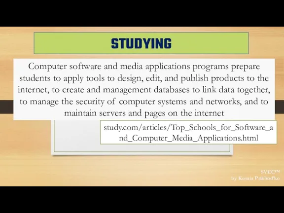 SVEC™ by Ksenia Prikhod’ko STUDYING Computer software and media applications