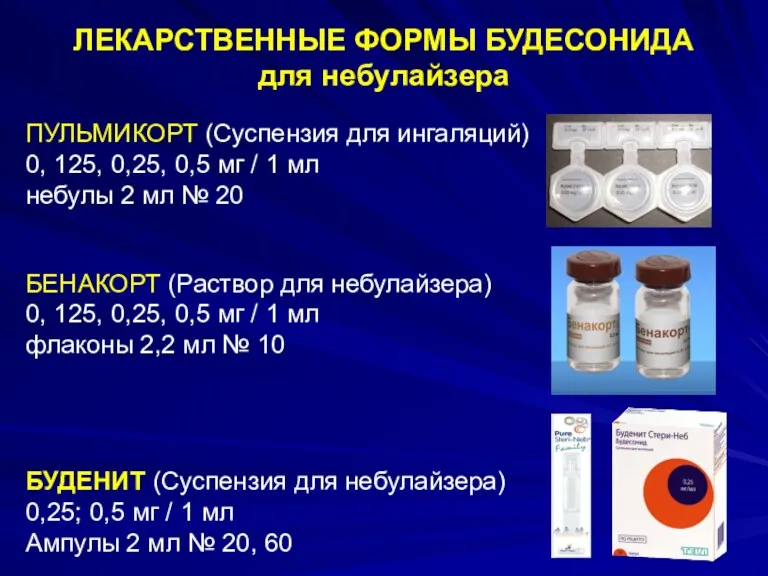 ЛЕКАРСТВЕННЫЕ ФОРМЫ БУДЕСОНИДА для небулайзера ПУЛЬМИКОРТ (Суспензия для ингаляций) 0,