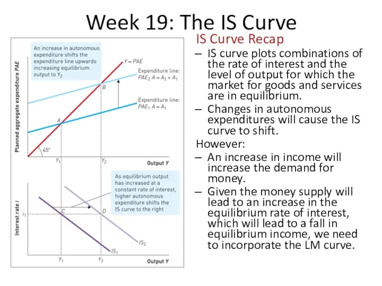 Week 19: The IS Curve IS Curve Recap IS curve