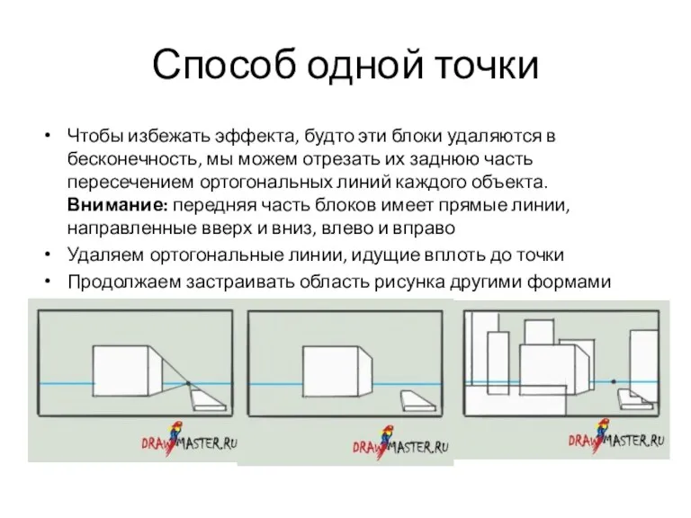 Способ одной точки Чтобы избежать эффекта, будто эти блоки удаляются