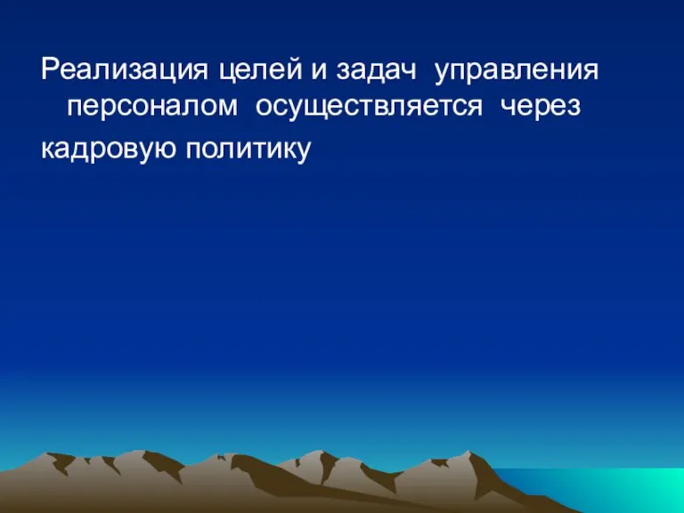 Реализация целей и задач управления персоналом осуществляется через кадровую политику