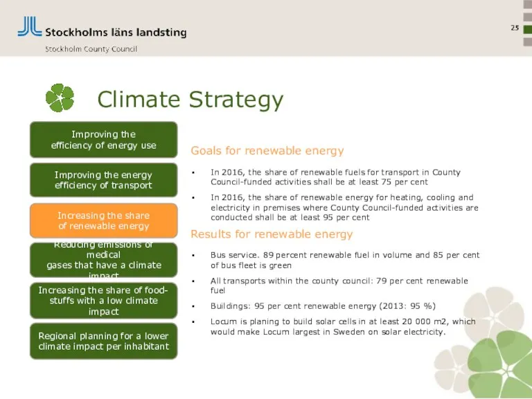 Climate Strategy Goals for renewable energy In 2016, the share