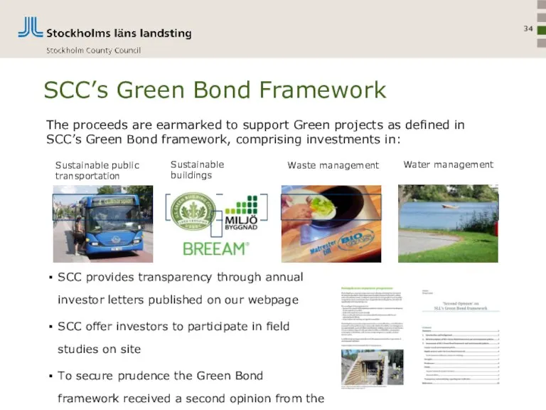 SCC’s Green Bond Framework The proceeds are earmarked to support