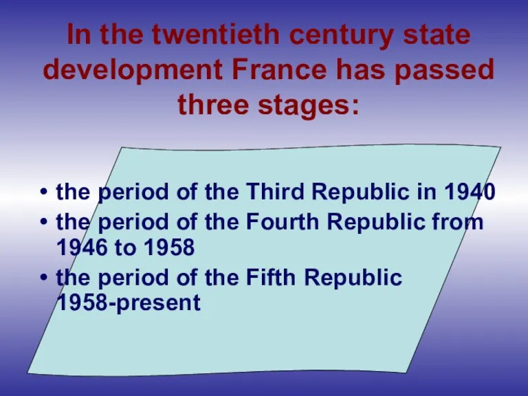 the period of the Third Republic in 1940 the period