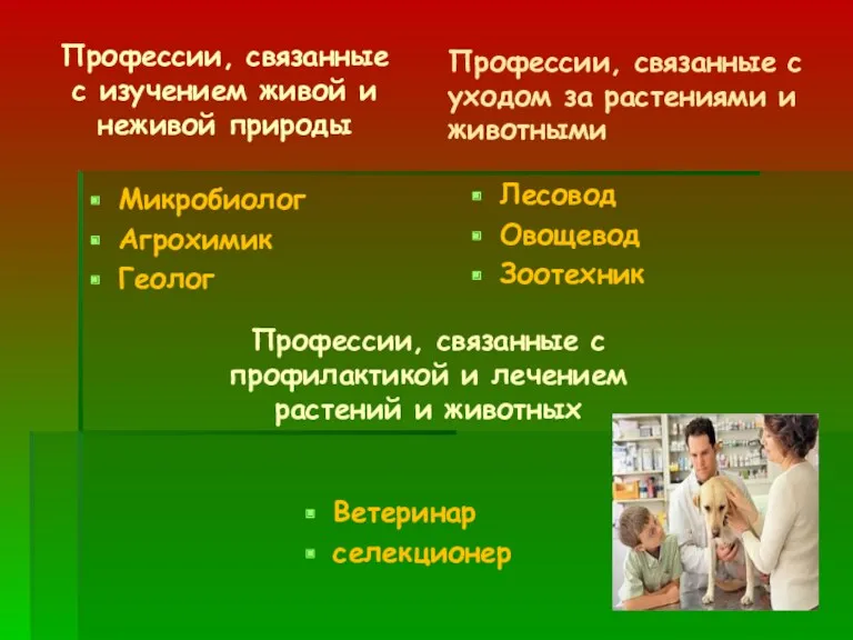 Профессии, связанные с изучением живой и неживой природы Микробиолог Агрохимик