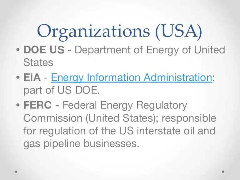 Organizations (USA) DOE US - Department of Energy of United