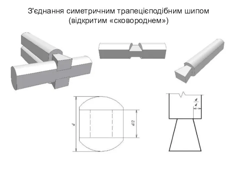 З'єднання симетричним трапецієподібним шипом (відкритим «сковороднем»)