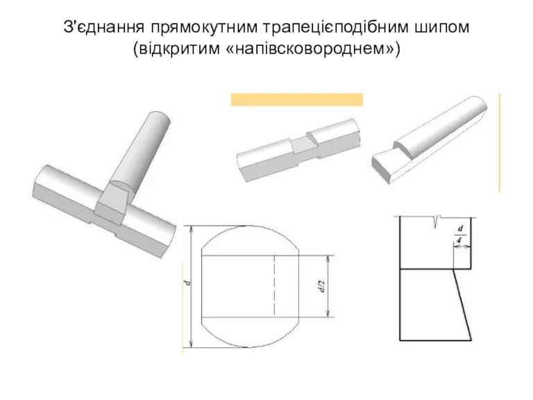 З'єднання прямокутним трапецієподібним шипом (відкритим «напівсковороднем»)