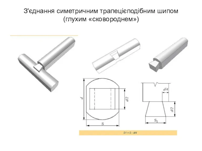 З'єднання симетричним трапецієподібним шипом (глухим «сковороднем»)